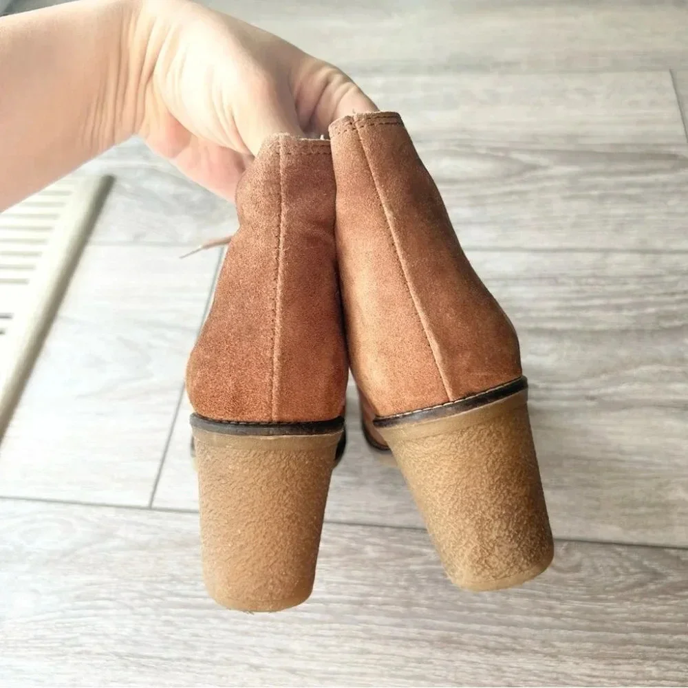 Locale Tan Suede Leather Lace Up Ankle Boots Made in Portugal